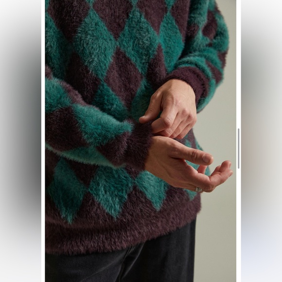 New Men’s AJOBYAJO Harlequin Check Crew Neck Sweater!!🔥🔥🔥 - Picture 4 of 16